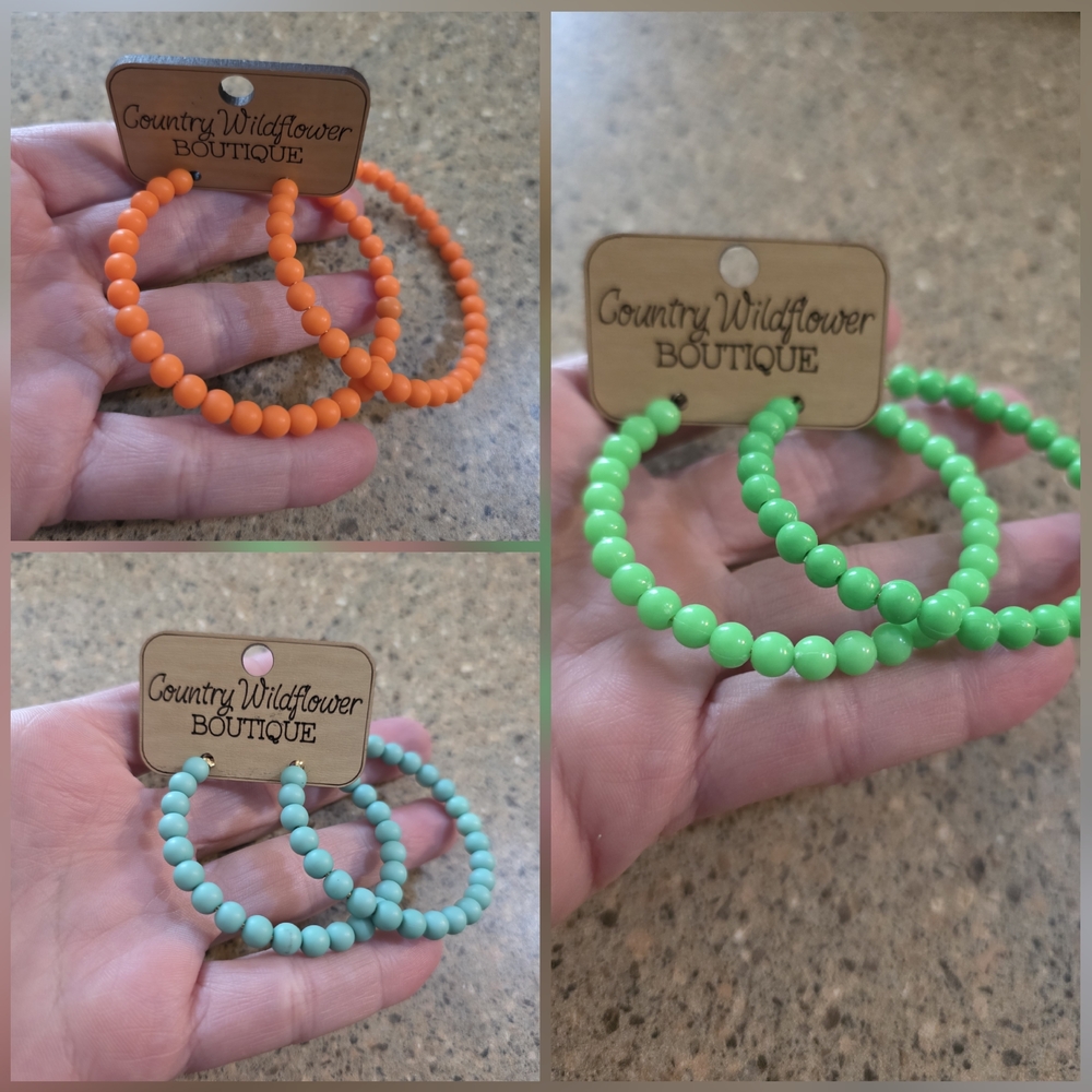 Trendy Colorful Beaded Earring Set-3 Pairs Boutique